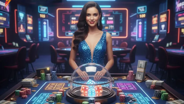A person happily using the niceph app on a smartphone to play casino games.